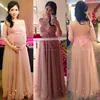 2018 New Peach Pink Color Elegant Maternity Tulle Applique Long Pregnant Evening Dress Women Event Gown Free Shipping ZED415