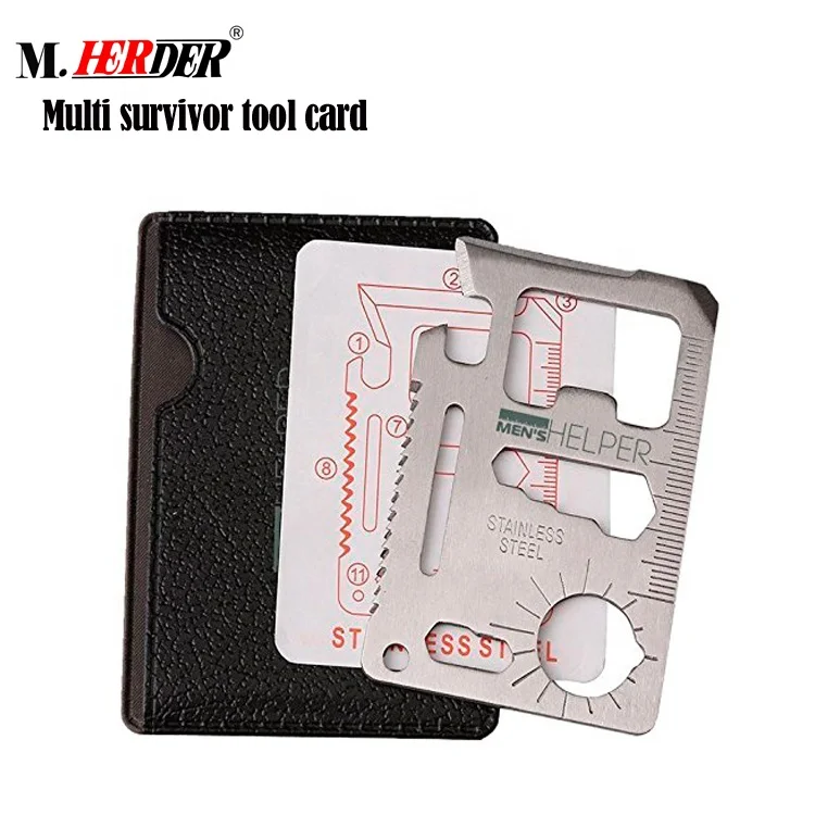 

Stainless steel promotion multi-function survival tool card, Silver