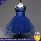wholesale blue puffy tulle short front&long back flower girls dress