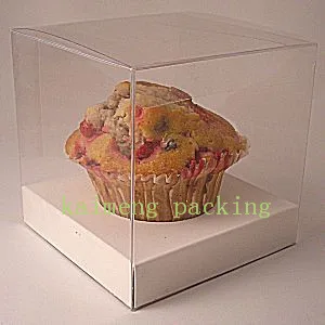 食品グレード クリア pet ケーキ箱、 カップ ケーキ ボックス付き リボン 、 ケーキ ボックス で挿入仕入れ・メーカー・工場