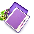 Custom Logo Thick Classical Notebook with Metal Crystal Pen Attached Gift Set A5 Wide Ruled Hardcover 90 Pages