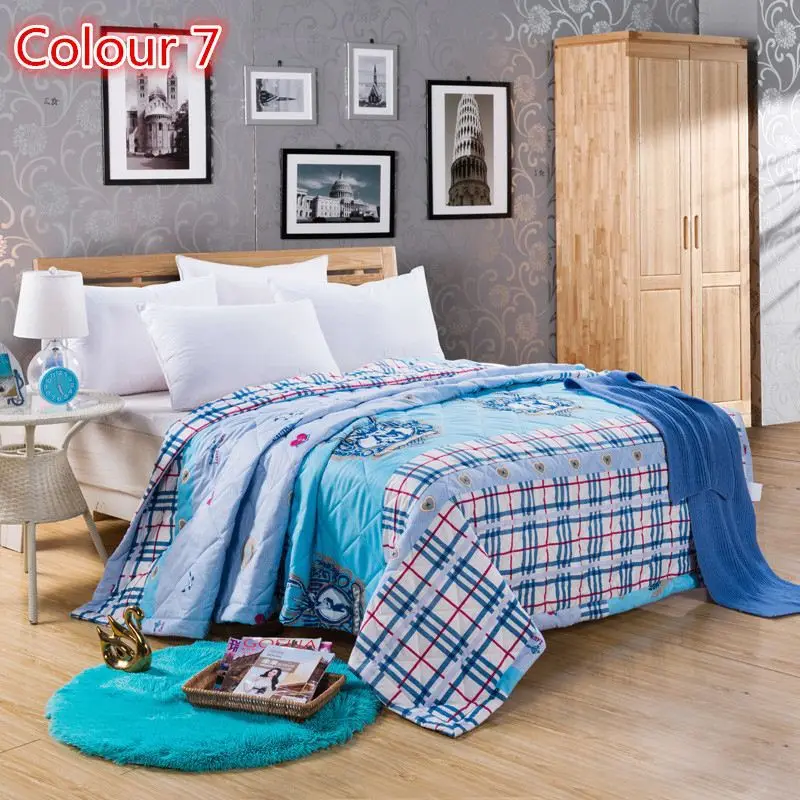 2016 fashion style plaid stripes summer comforter/quilts/blanket/king queen full twin size free shipping