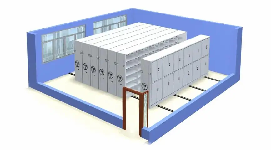 Mobile compact shelving filing storage cabinet metal mobile archive shelves manual operation high density storage system