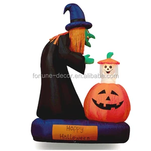 witch up and down animated ghost in pumpkin for halloween