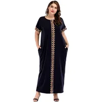 

Full Skirt Loose Kimono Long Robe Gowns Ramadan Middle East Arab Islamic Clothing Casual Print Maxi Dress Knitted Muslim Abaya