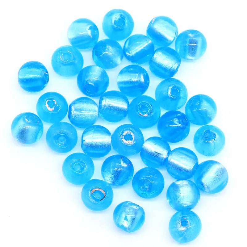 Wholesale 6 colors 12mm round silver foil lampwork glass beads
