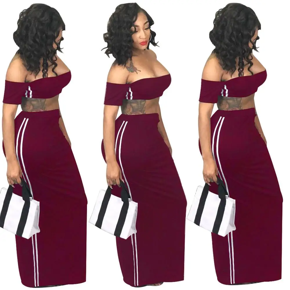 KC-SC8266 Kuchi-Global wholesale sexy crop top and long dress two pieces set women clothing