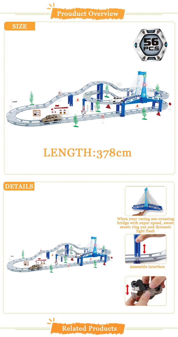 Hot selling kids play puzzles games road racing track toy