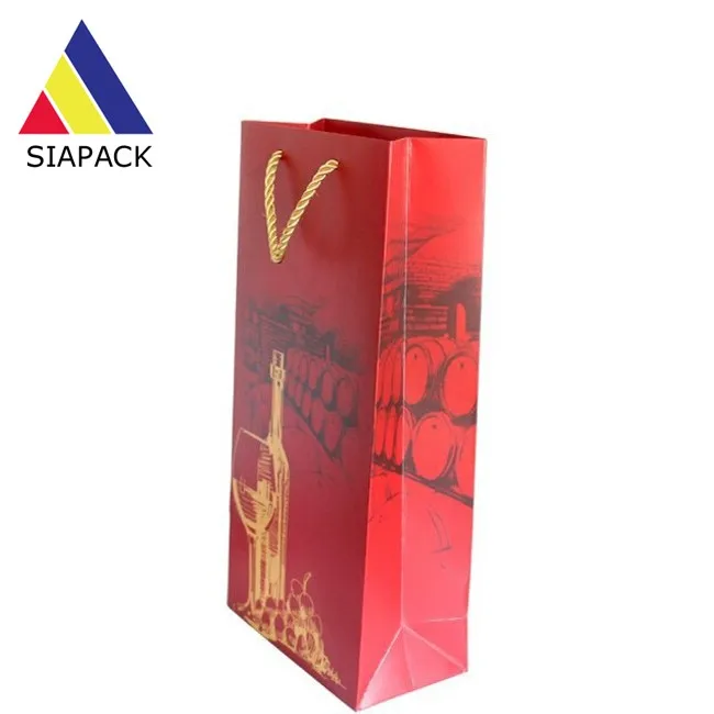 cheap rea wine/grape gift paper bag for 1 bottle