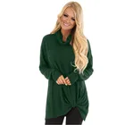 Black Green Ladies Latest Design Knot Hem Detail Cowl Neck Top for Women Tops And Blouses v251553