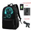New arrival school rucksack mochila Antitheft USB port Glowing Glow in the Dark luminous backpack