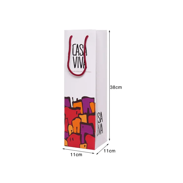rope design print gift paper bags for fruit wine packaging