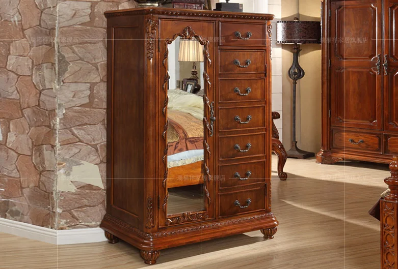 Antique Rustic Solid Rubber Wood Drawer With Mirror H209 Buy