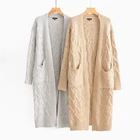 Long Design Casual Plain Wool Knitted Woolen Designs For Ladies Hooded Cardigan Sweater