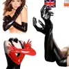 Women Lady Shiny Wet look Cosplay Vinyl Gloves PVC Fetish Fancy Party Costume Long Gloves QCGV-2015