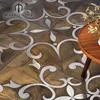 features unique design metal flower inlay solid wood parquet flooring