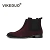 VIKEDUO Hand Made Man's Formal Shoes Footwear Fashion Male Style Chelsea Boots Ankle-High Mens Suede Boots