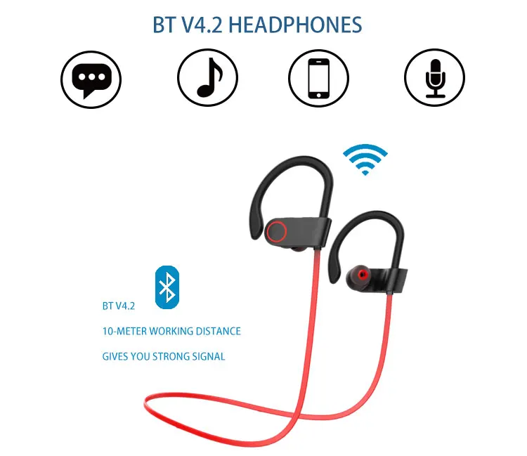 Good quality red waterproof wireless ear phone earphone - ANKUX.COM