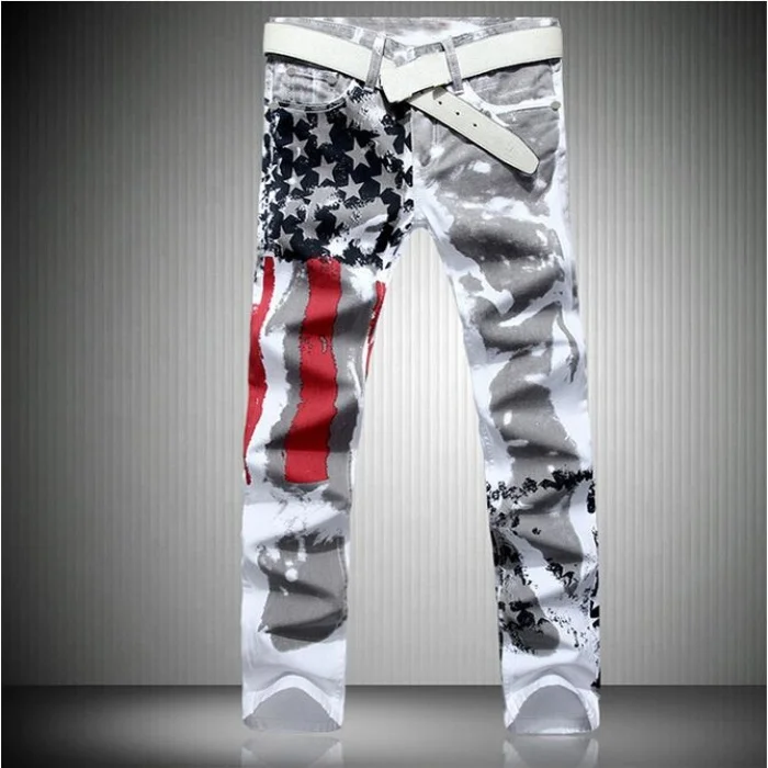 Fashion Stylish Cool Mens Pants jeans American Flag Print Denim Slim fit white Pentagram jeans
Fashion Stylish Cool Mens Pants jeans American Flag Print Denim Slim fit white Pentagram jeans