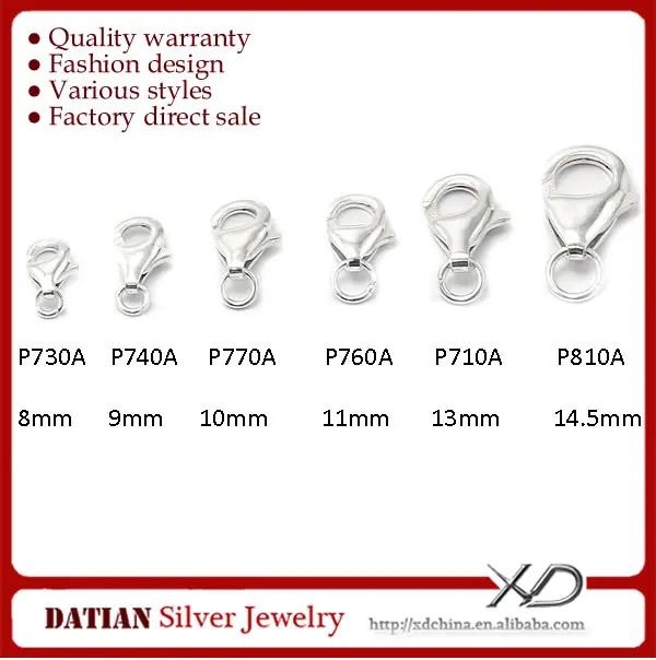 Xd P730 Series Full Sizes 925 Sterling Silver Lobster Claw Clasps