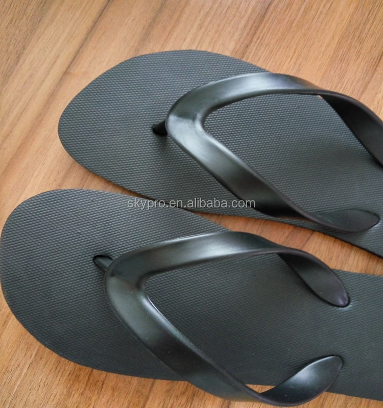 High Quality Black PVC Flip Flops Summer Natural Rubber Beach Slippers