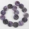 wholesale natural gemstone 25mm Amethyst rough coins flat round disc beads amethyst