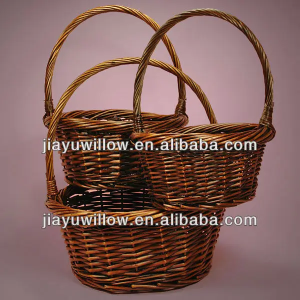 2014 linyi jiayu 3pcs willow straw gift basket with 100%handmade