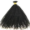 Best selling Italian Keratin stick tip Kinky curly hair extension Virgin indian kinky straight i tip hair