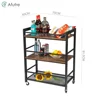 Industrial Serving Cart 3-Tier Kitchen Utility Cart on Wheels with Storage for Living Room
