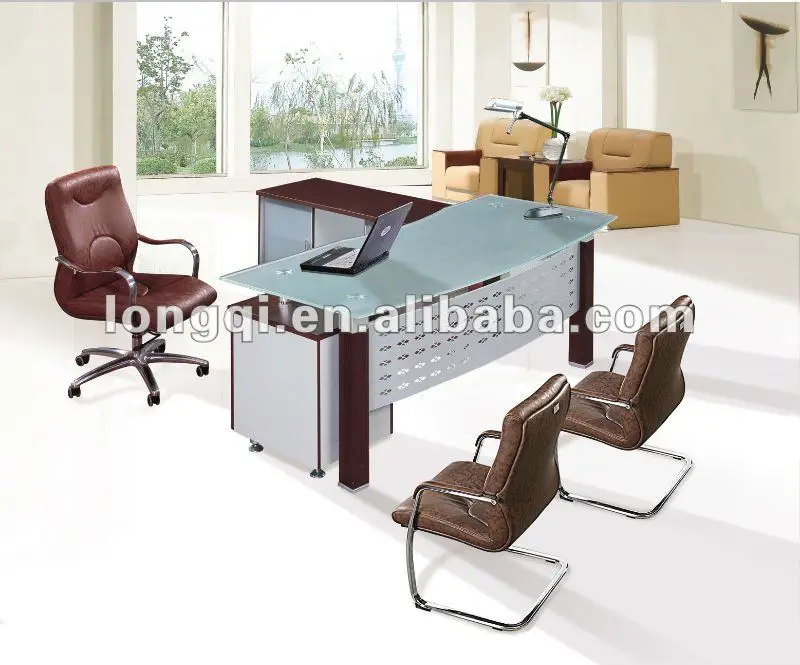 High Quality Fashion Tempered Glass Top Office Executive Table