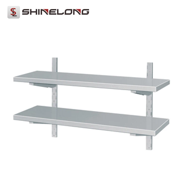 Best Selling Commercial Kitchen 2 Layers Stainless Steel Wall Hanging Shelf Set