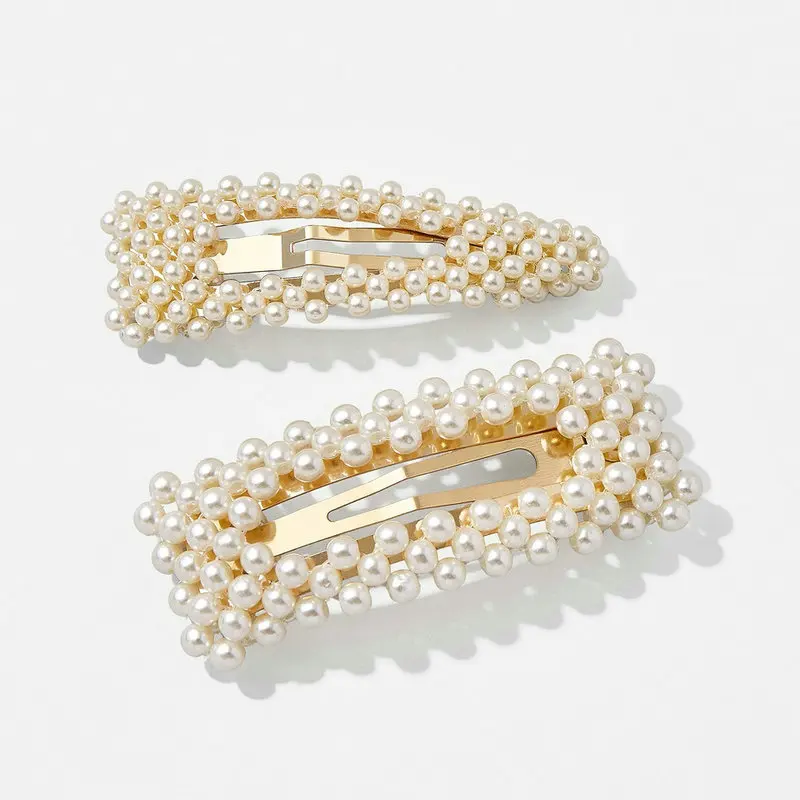 Fashion Bridal Wedding Barrettes Pearl Snap Hair Clip For Women