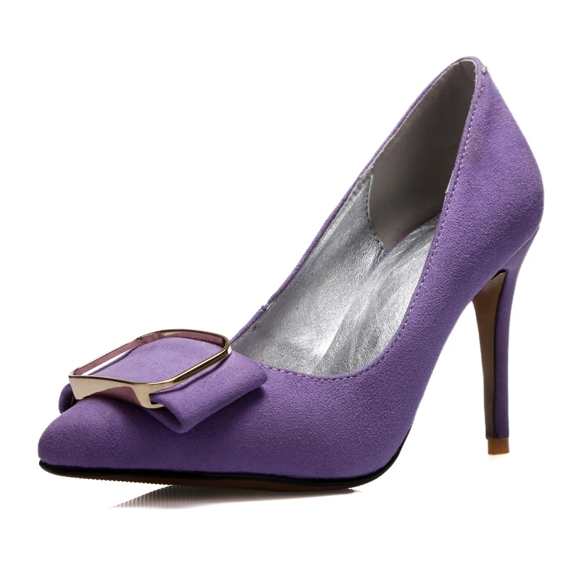 2015 spring women's fashion shoes sexy metal decorative all-match high-heeled shoes pumps pointed toe purple pumps size 34-39