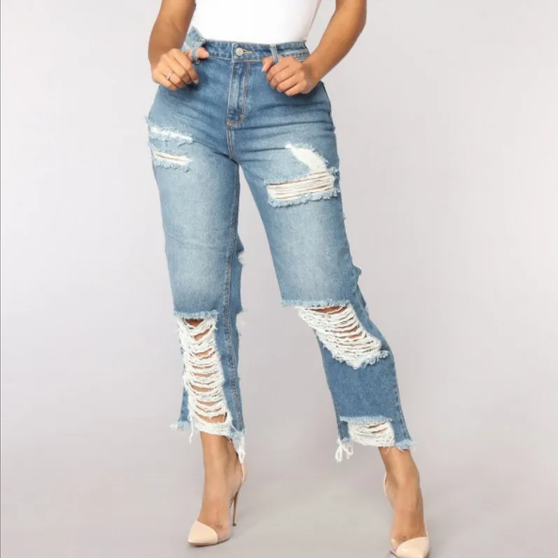Hole ripped jeans women straight pant loose denim pants boyfriends for woman ladies skinny jeans Y11366
Hole ripped jeans women straight pant loose denim pants boyfriends for woman ladies skinny jeans Y11366