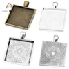 Y0082 Antique Bronze Base Setting Pendant Trays Jewelry Findings Type and Zinc Alloy Material Square Blank Pendant Trays
