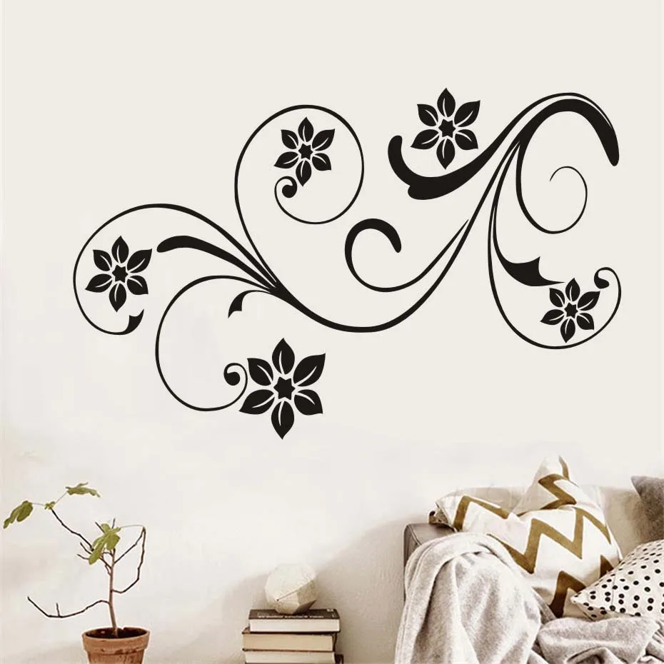 Us 7 33 26 Off Lovely Floral Design Flowers Wall Stickers For Girls Room Wall Decor Vinyl Removable Wall Art Decals Home Decoration Accessories In