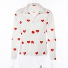 2018 New Love Print Long Sleeve Lapel Ladies Shirt