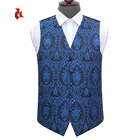 Fashion Mens Blue Floral Tuxedo Waistcoat Paisley Vests