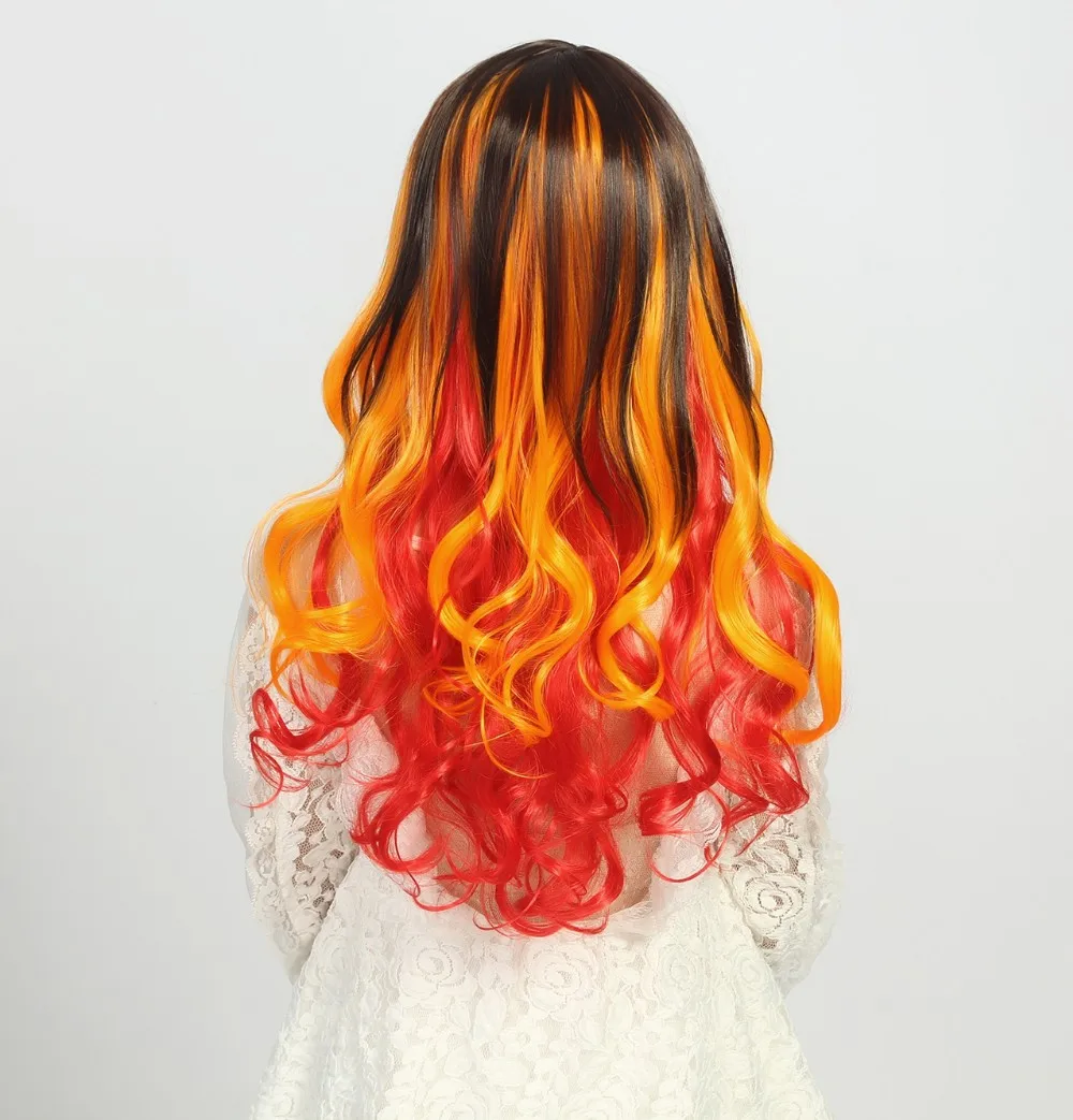 High Quality Big Wave Long Curly Oblique Bang Synthetic Hair Wig