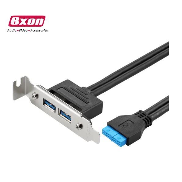 

50CM Dual Port USB 3.0 to Motherboard Mainboard 20pin Header Adapter Cable Rear PCI Bracket Panel 20-pins to 2 X USB A Female