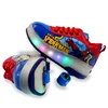 retractable LED light up skate roller shoes button slip on sneakers with one or two wheels roller skate shoes for boys