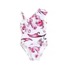 Boutique Kids Swimming one piece suit ruffle printing swimsuit