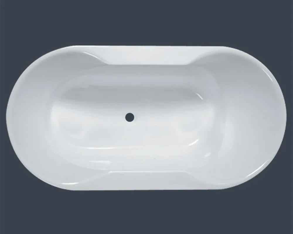Modified plastic bathtub with drop in installation in oval shape