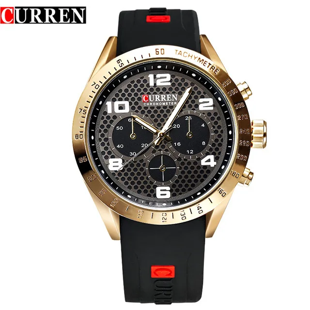 CURREN 8167 Men's Quartz-watch CURREN sports watch black silicone 3 ATM waterproof wrist watch male clock
CURREN 8167 Men's Quartz-watch CURREN sports watch black silicone 3 ATM waterproof wrist watch male clock