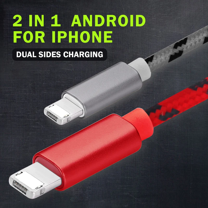 Free shipping New design product 2 in1 micro usb charging cable data dual sides charging cable for iphone 8 X
Free shipping New design product 2 in1 micro usb charging cable data dual sides charging cable for iphone 8 X