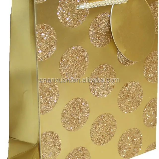 exquisite glitter spots small gift bag with gold print