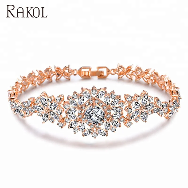 RAKOL rose gold white crystal flower zircon fancy copper CZ bracelet wedding bridal B023, As picture
RAKOL rose gold white crystal flower zircon fancy copper CZ bracelet wedding bridal B023, As picture