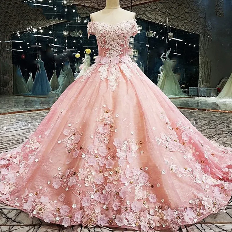 LS00133 off shoulder strapless crystal flower 3d evening dresses ball gown dresses pink quinceanera
LS00133 off shoulder strapless crystal flower 3d evening dresses ball gown dresses pink quinceanera