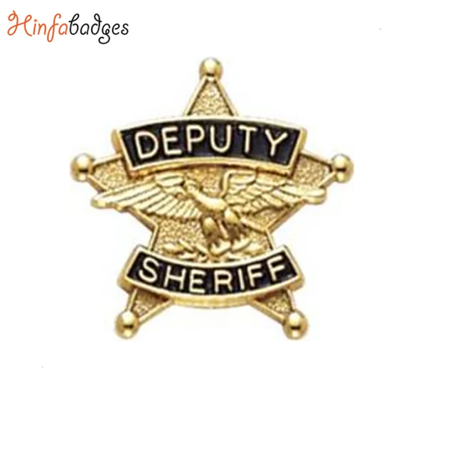 personalize gold plating metal safety pin back sheriff badge