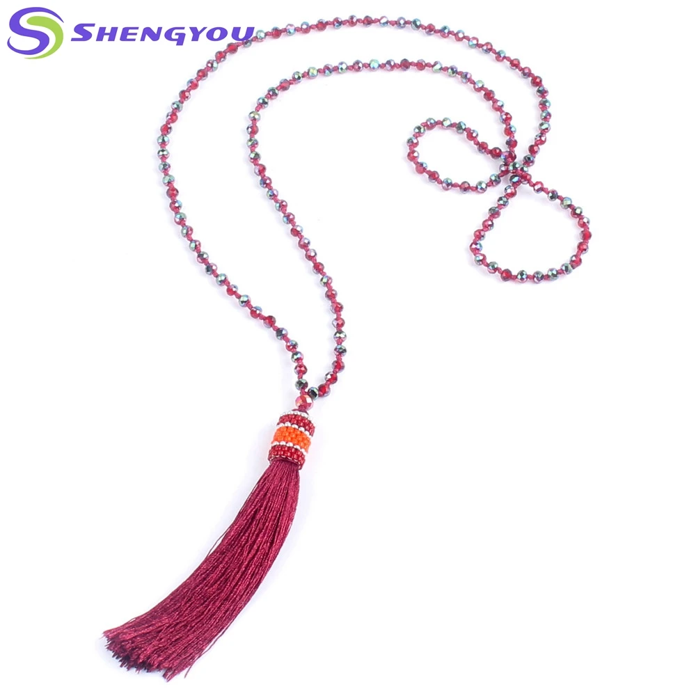 Handmade Jewelry Latest Design Tassel Bead Necklace with Multiple Colors